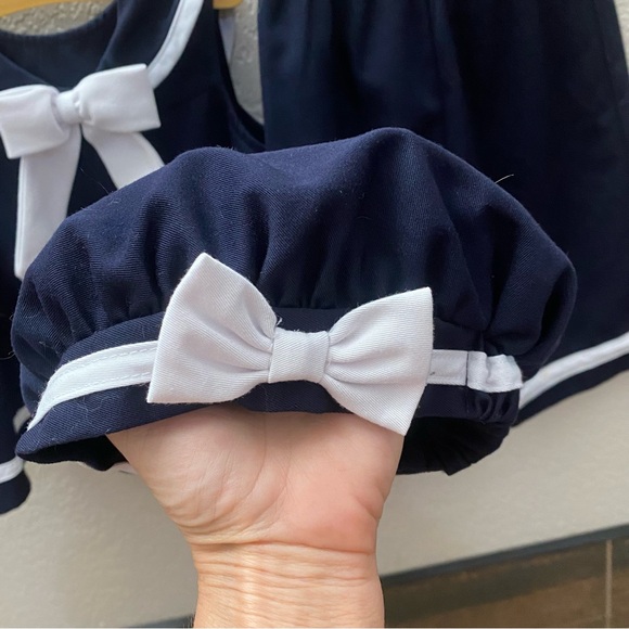 Navy 3-pc Sailor Dress, Cancan Pants & Hat ~ size 24m - Picture 3 of 5